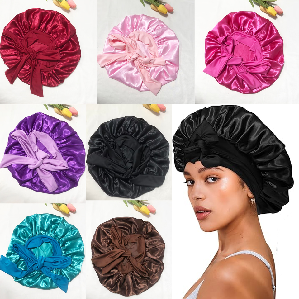 Satin Hair Bonnet - Satin Solid Sleeping Hat Silky Bonnets