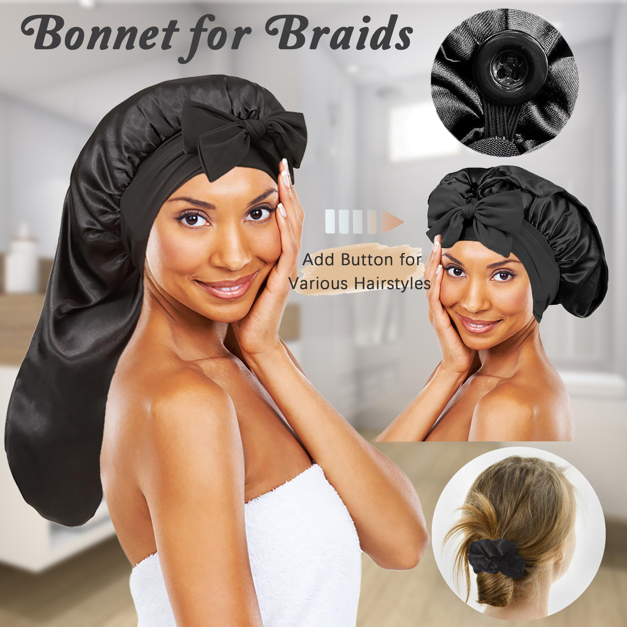 2pcs Extra-Large Satin Bonnets - Satin Hair Bonnet incelemesi ve fiyatı