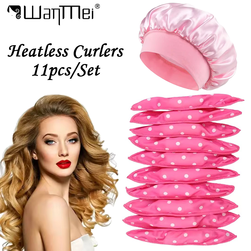 11pcs Hair Curlers Kit Heatles - Satin Hair Bonnet incelemesi ve fiyatı